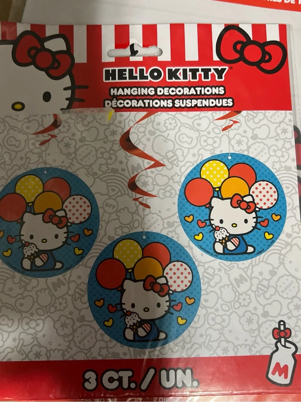 Hello Kitty , Blue, Red & Yellow Disposable Party Plates and Decor